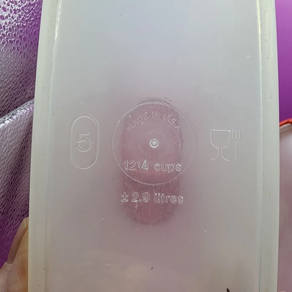 Vintage Tupperware Modular Mates Oval 12.25, 7.25 cups Orange Clear Containers